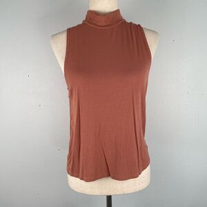 American Eagle Soft & Sexy Ribbed Burnt Orange Sleeveless Mock Neck Size M EUC